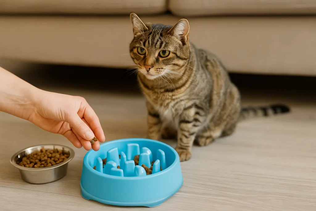 ظرف غذا برای گربه ای که استفراغ می کند